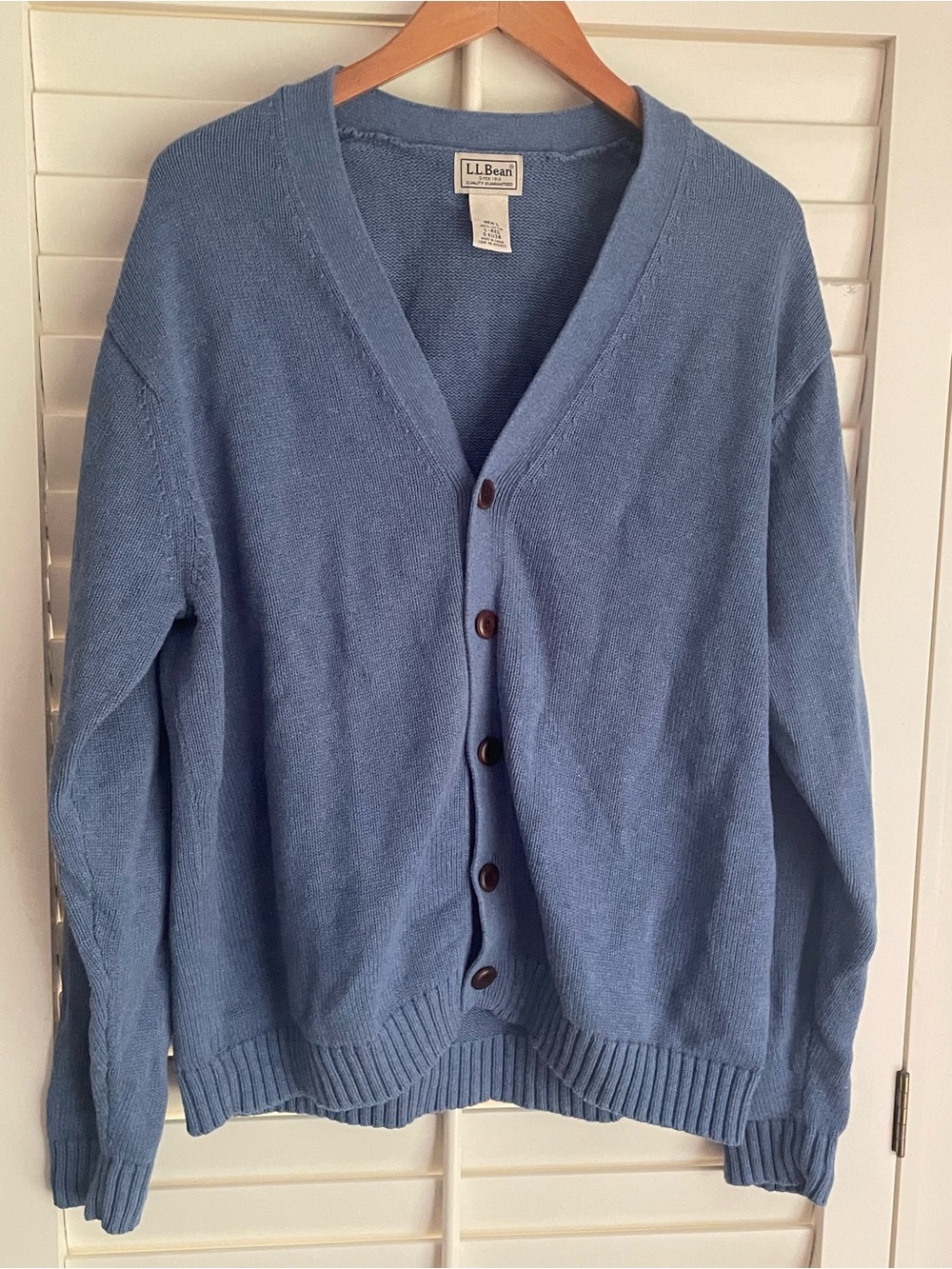 L.L. Bean Men's Light Blue V-Neck Button Cardigan